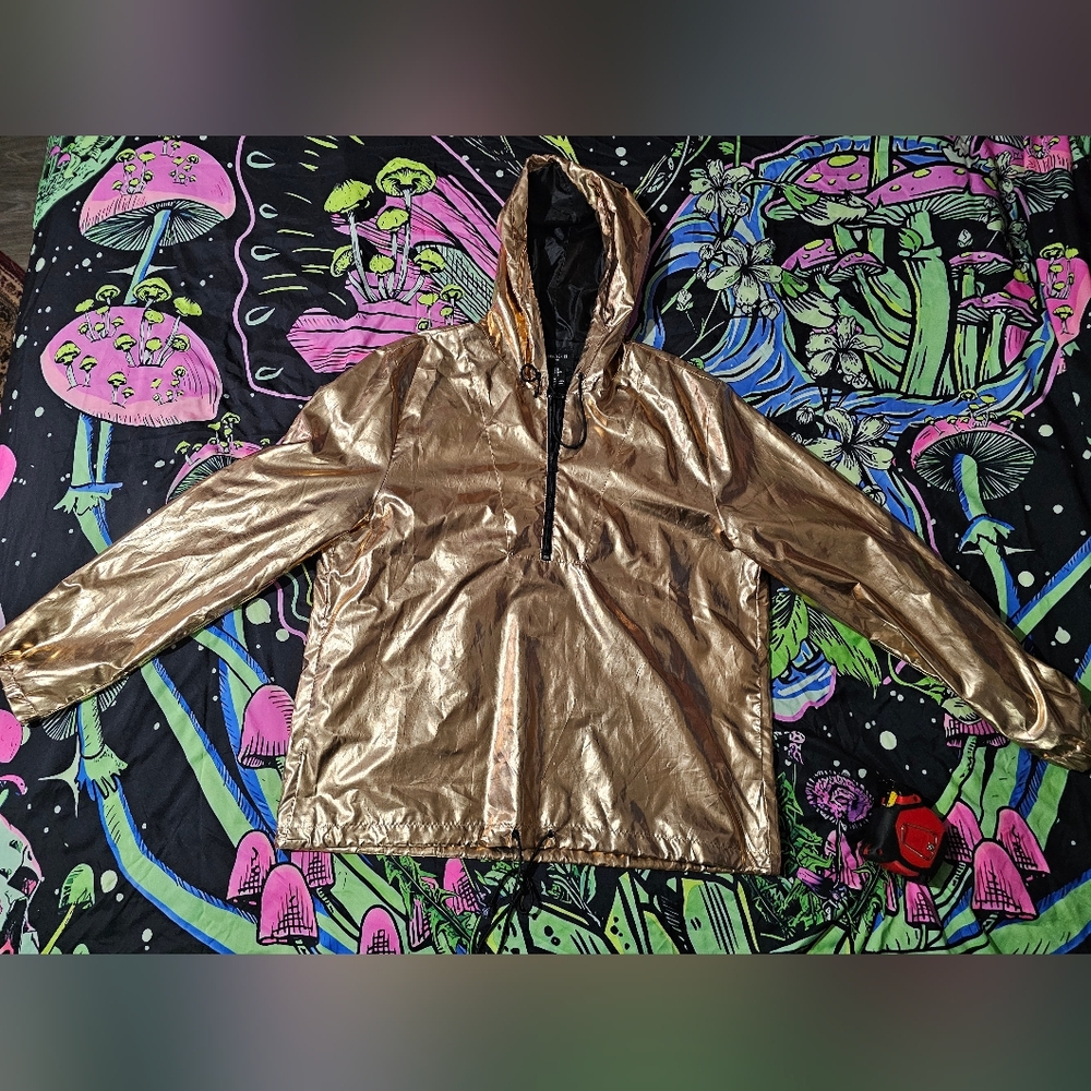 Forever 21, gold metallic windbreaker jacket Size XL